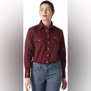 WRANGLER WOMEN’S‎ WORK SHIRT FR FLAME RESISTANT LONG SLEEVE SNAPS size medium